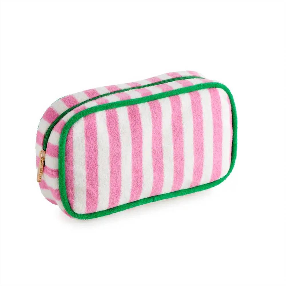 NEW SHIRALEAH cabana stripe small zip pouch in pink - Picture 2 of 3